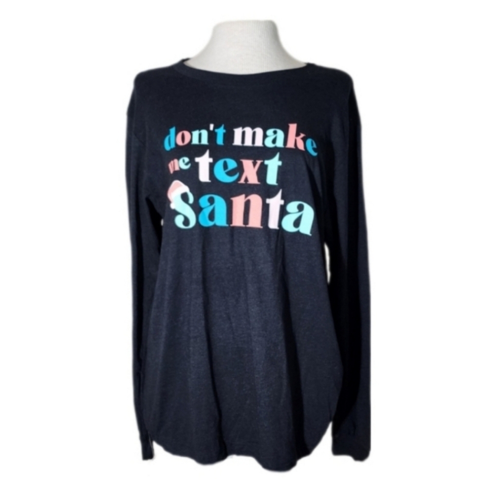 Things She Loves Santa Long Sleeve T-Shirt Black Plus Size XXL